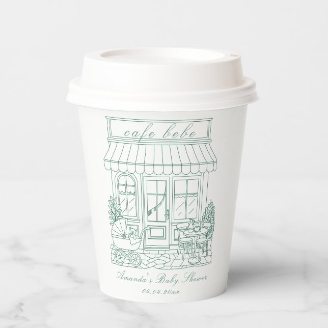 Cafe Bebe Bonjour Baby Shower Paper Cups (Front)