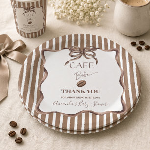 Cafe Bebe Bow Coffee Baby Shower Party Paper Plate
