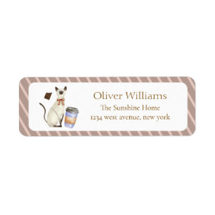 Café Bébé Cat Coffee Baby shower Return Address Label