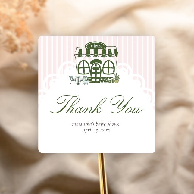 Cafe Bebe Coffee Baby Shower  Square Sticker (Baby is Brewing Coffee Cafe Bebe Baby Shower Sticker)