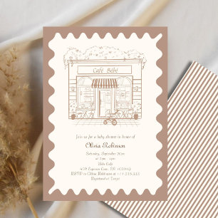 Cafe Bebe Coffee Shop Neutral Baby Shower Invitation