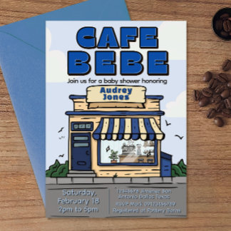 Cafe Bebe - Coffee Theme Baby Shower Invitation