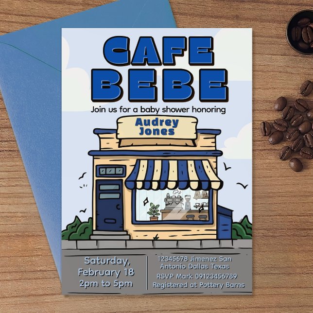 Cafe Bebe - Coffee Theme Baby Shower Invitation (Creator Uploaded)