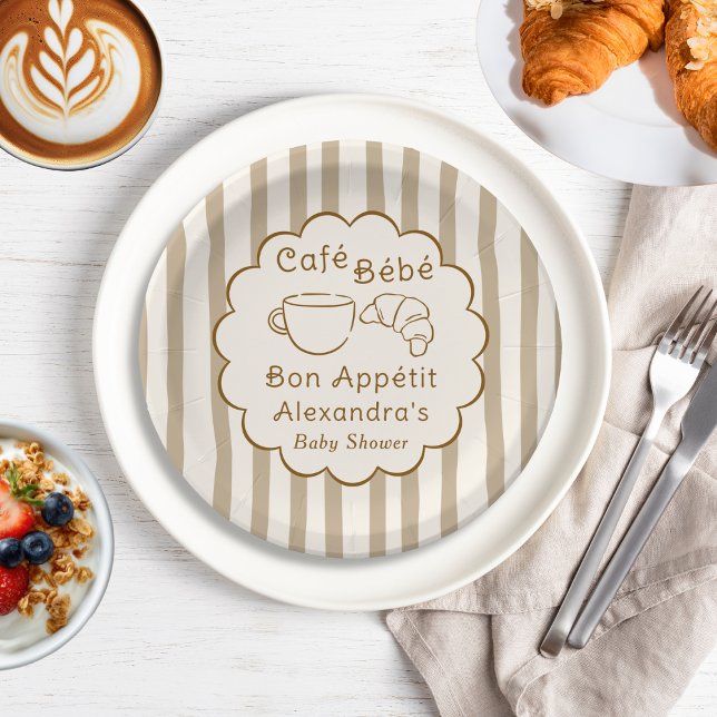 Cafe Bebe French Coffee Personalized Baby Shower Paper Plate (Creator Uploaded)