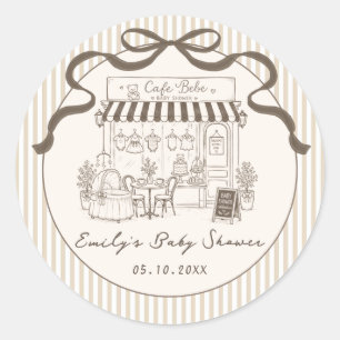 Cafe Bebe Gender Neutral Bow Baby Shower Sticker