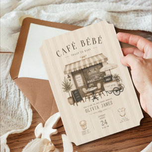 Cafe bebe gender neutral brown baby shower invitation