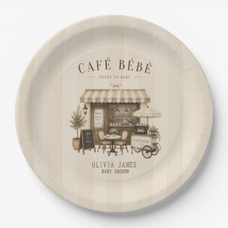 Cafe bebe gender neutral brown baby shower paper plate