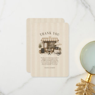 Cafe bebe gender neutral brown baby shower thank you card