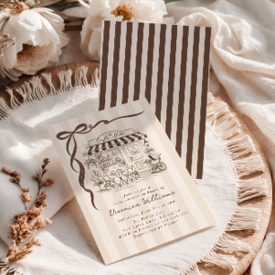 Cafe Bebe Gender Neutral Brown Bow Baby Shower Invitation