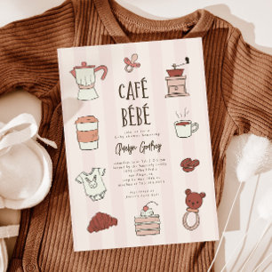 Cafe Bebe Pink Baby Shower Invitation