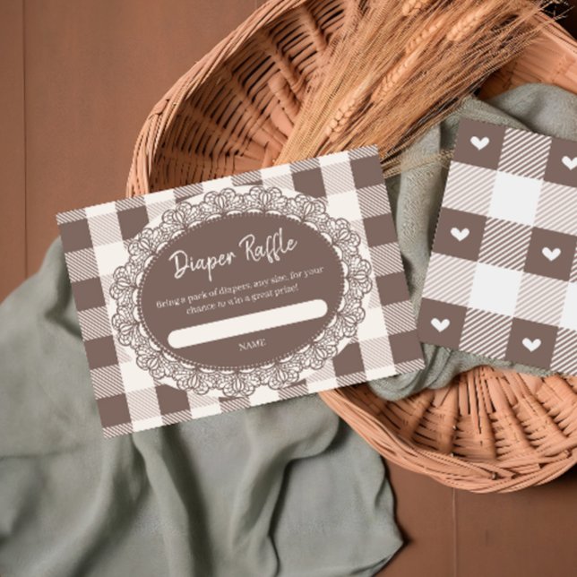 Cafe Bebe Rustic Neutral Baby Shower Diaper Raffle Enclosure Card (Creator Uploaded)