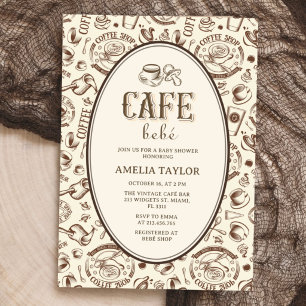 Café Bébé Vintage Coffee Baby Shower   Retro Invitation