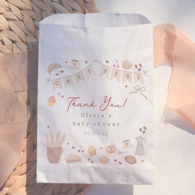 Cafe Bebe Watercolor French Bakery Baby Shower Favour Bag (Creator Uploaded)