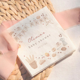 Cafe Bebe Watercolor Hand Drawn Baby Shower Napkin
