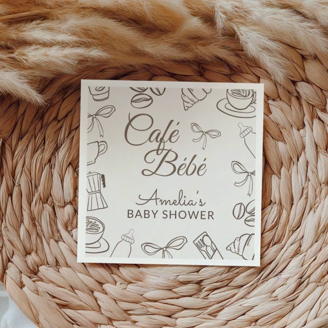 Cafe Bebe Whimsical Bow Baby Shower  Napkin (Creator Uploaded)