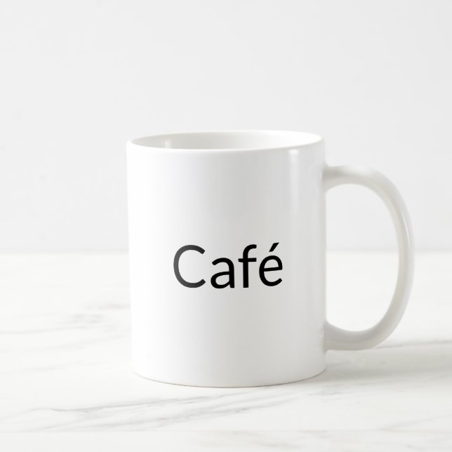 Café, black letters white coffee mug (Right)