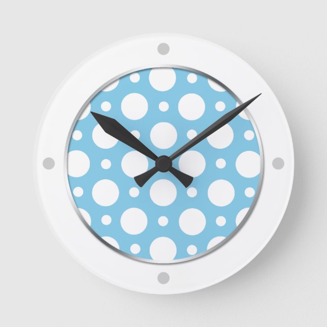 Cafe Blue Assorted Polka Dots Wall Clock (Front)