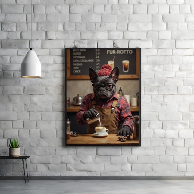 Café Chaos: French Bulldog Behind the Bar Poster (Creator Uploaded)