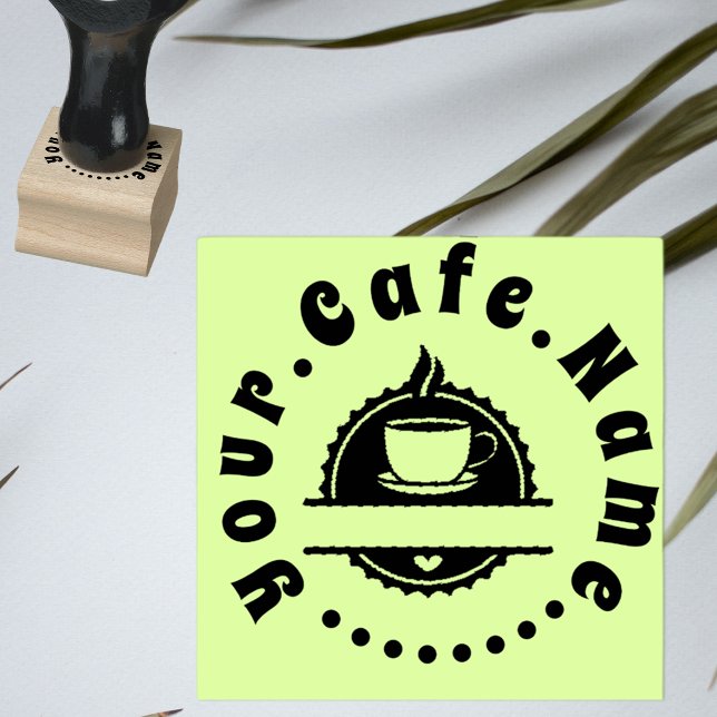 Cafe  coffee cup logo image rubber stamp (not to scale but enlarged to view well.)