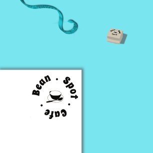 Cafe Coffee Cup & Spoon Logo  Rubber Stamp