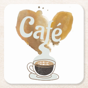 Café - Coffee Lover Square Paper Coaster