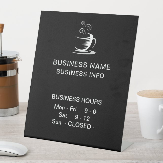 Café Coffee Shop Business Hours  Pedestal Sign (In SItu)