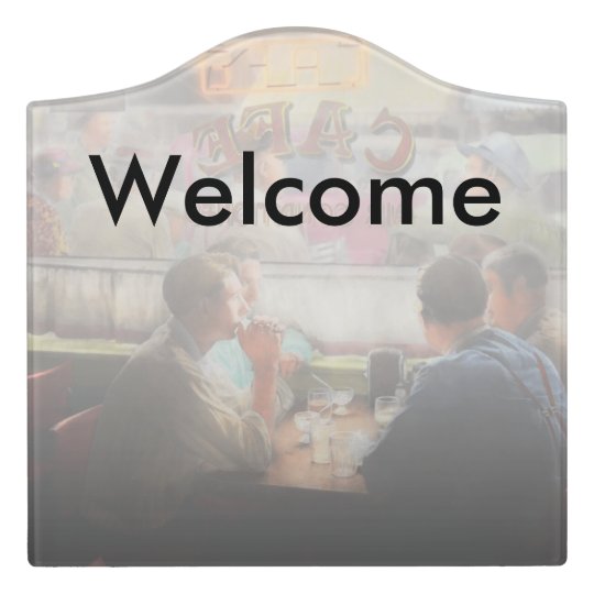 Cafe - Cold drinks with friends 1941 Door Sign