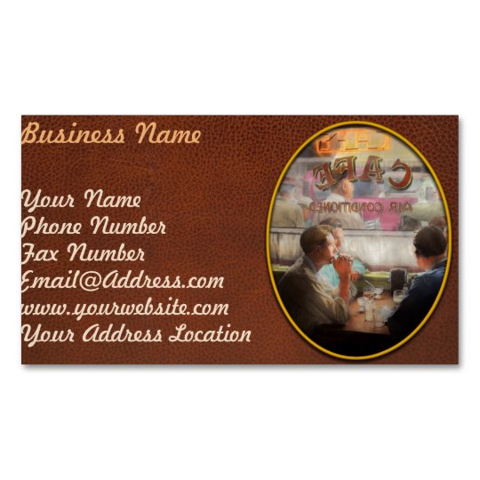 Cafe - Cold drinks with friends 1941 Magnetic Business Card