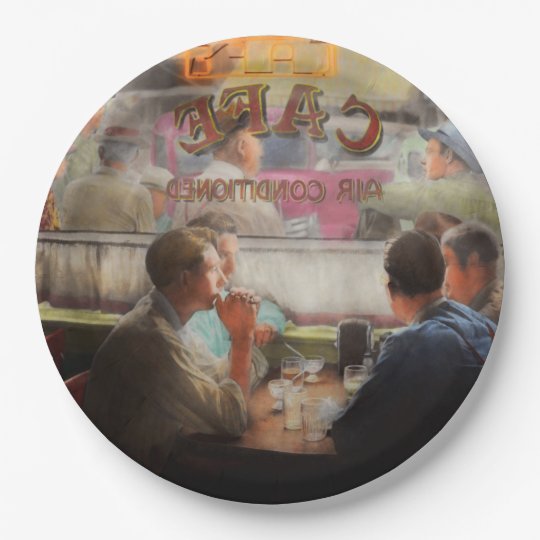 Cafe - Cold drinks with friends 1941 Paper Plate