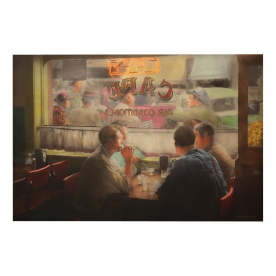 Cafe - Cold drinks with friends 1941 Wood Print