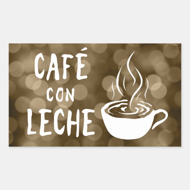 cafe con leche bokeh rectangular sticker (Front)