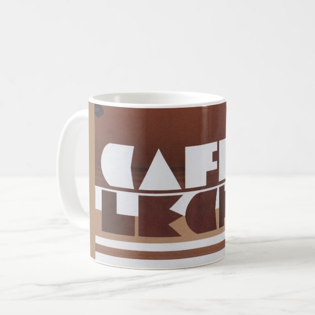 CAFE CON LECHE Coffee Milk Tan Rim Coffee Mug (Front Left)