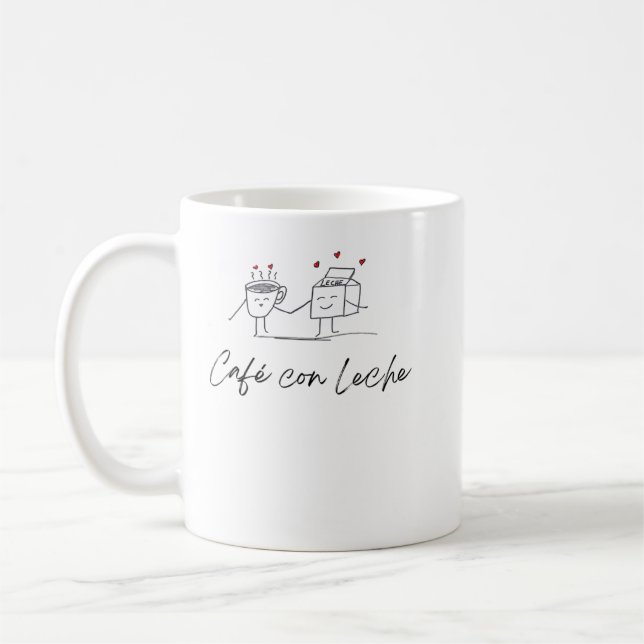Cafe Con Leche Coffee With Milk T-Shirt Coffee Mug (Left)
