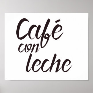 Café con Leche Spanish Coffee Word Art Poster