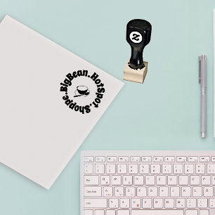 Cafe Cup & Spoon Large Text  Rubber Stamp