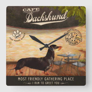 Cafe Dachshund Square Wall Clock