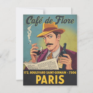 Café de Flore: Parisian Elegance Postcard