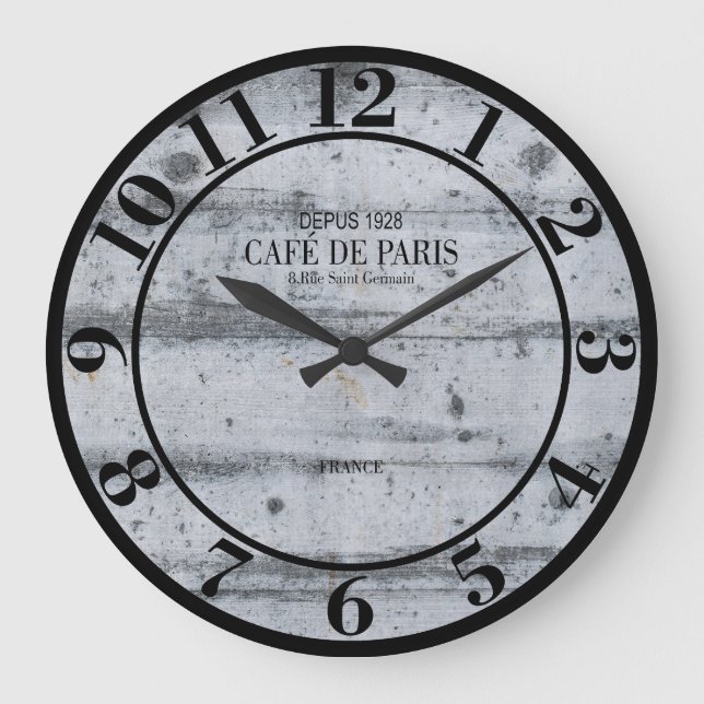 Cafe De Paris France Simulated Wood Plank Large Clock (Front)