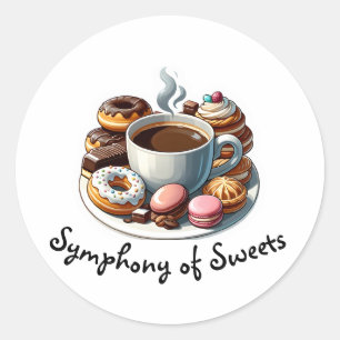Café Delights: A Symphony of Sweets Classic Round Sticker