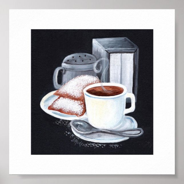 Cafe du Monde on Black Poster (Front)