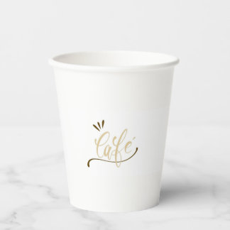 Cafe Gold Script Black Mug Paper Cups