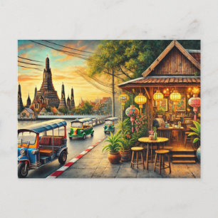 Cafe in Bangkok Thailand Wat Arun Postcard