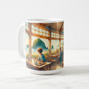 Cafe in Cannon Beach Oregon Travel Coffee Mug