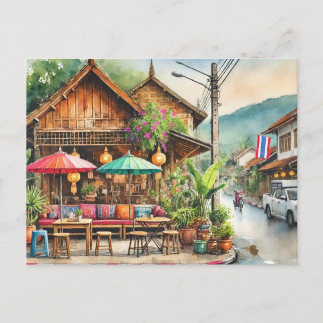 Cafe in Chiang Mai Postcard (Front)