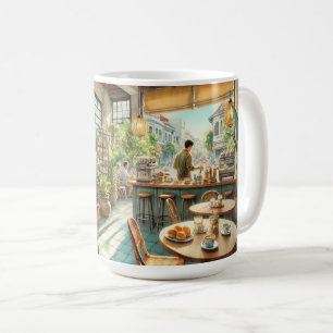 Cafe in Danang Vietnam Watercolor Painting Coffee Mug