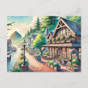 Cafe in Downtown Cannon Beach Oregon Travel Postcard