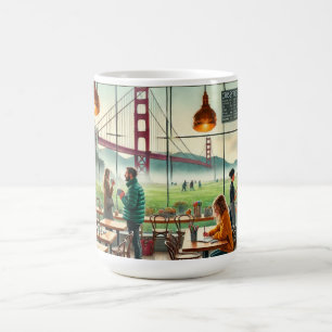 Cafe in Foggy San Francisco Golden Gate Bridge Coffee Mug
