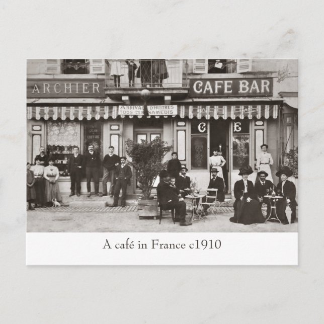 Café in France sepia postcard (Front)