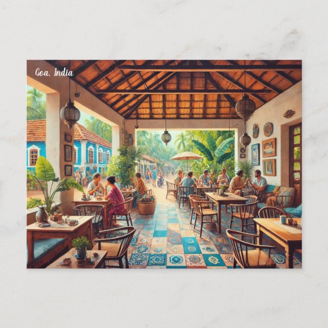 Cafe in Goa India Postcard (Front)