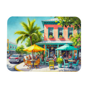 Cafe in Key West Watercolor Painting Magnet